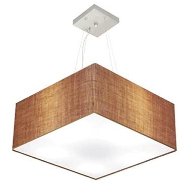 Imagem de Lustre Pendente Quadrado Cúpula Tecido 30/70x70 cm, Vivare Iluminação, Pendente4071 LP, Palha, Grande