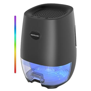 Imagem de Desumidificador para casa - Desumidificador de quarto pequeno de 1000 ml com desligamento automático, economia de energia, desumidificadores silenciosos, luzes de 7 cores e modo de suspensão para
