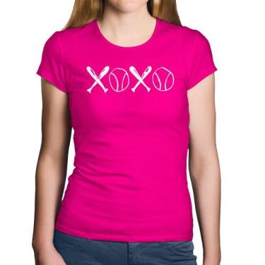 Imagem de Baby Look Algodão Xoxo Baseball - Foca na Moda, Rosa, P