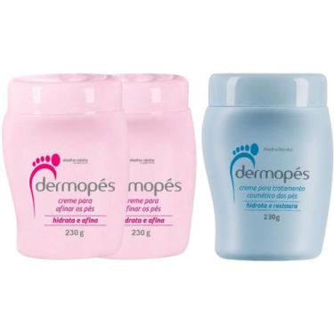 Imagem de Kit Dermopés: 2 Creme Hidratante Para Afinar Os Pés 230g (rosa) + 1 De