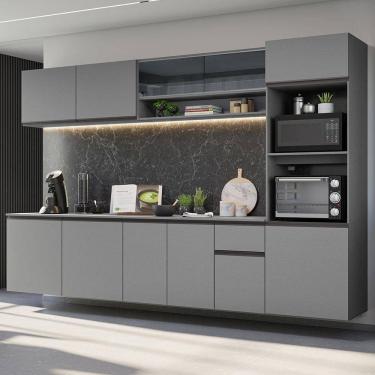 Imagem de Armário de Cozinha Completa Suspenso 300cm Cinza Nice Madesa 03 XV