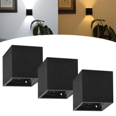 Imagem de Kit 3 Mini Arandela Preta 3w Interna Externa 2 Friso Led Incluso (Branco Frio)