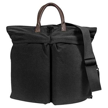 Imagem de Bolsa de ombro vintage para capacete de lona e couro