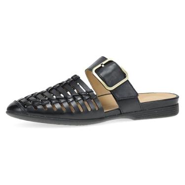 Imagem de Dansko Sapatilhas femininas Leilani Huarache – Sapatos rasos confortáveis com suporte de arco – Sola de borracha leve, Preto, 6.5-7