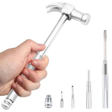 Imagem de Martelo de metal GooMood 6 em 1 【um conjunto confiável de ferramentas para manutenção doméstica básica】Conjunto de martelo de acampamento multifuncional, chave de fenda, mini martelo com chave de