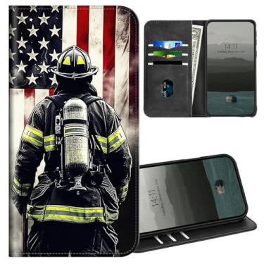 Imagem de BEOTIWAD Capa carteira para Motorola Moto G Power 5G 2024 6,7 polegadas com suporte magnético de couro PU à prova de choque capa protetora para Moto G Power 5G 2024, bandeira bombeiro