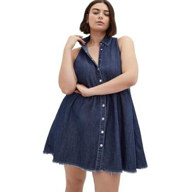 Imagem de City Chic Vestido feminino plus size - Dulce sem mangas, Jeans Médio, 50