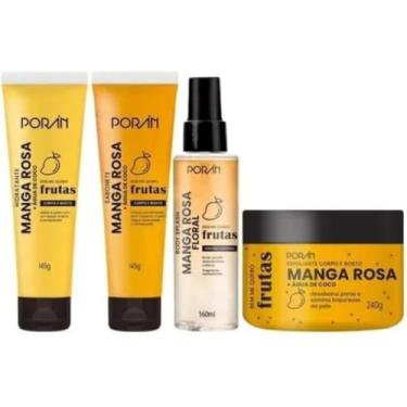 Imagem de Kit Manga Rosa corpo e rosto, 4 Peças, Hidratante, Sabonete, Esfoliante e Body Splash com Água de Coco