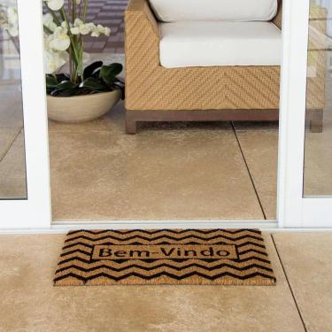 Imagem de Capacho Retangular Fibra De Coco Base PVC 60x33cm - Komeco - Zig Zag Bem Vindo