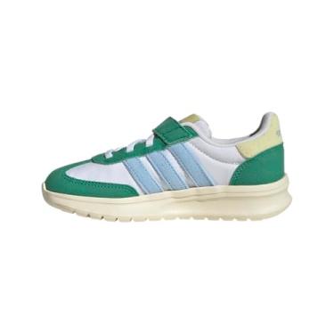 Imagem de adidas Tênis esportivo unissex infantil Run anos 70s 2.0 de renda elástica, Branco/amarelo pó/verde semicorte, 2.5 Little Kid
