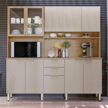 Imagem de Armário De Cozinha Compacta 10 Portas 2 Gavetas Porto Rico - Amêndola Touch-nude Prime Tx