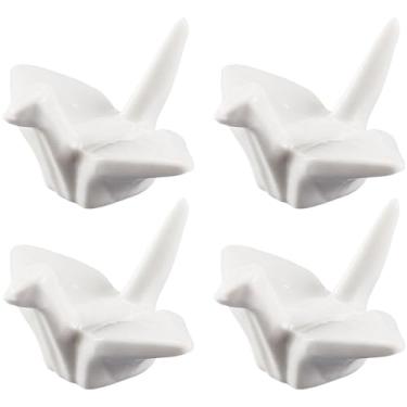 Imagem de CRASPIRE 4 peças de suportes de pauzinhos de cerâmica, pauzinhos brancos, suporte de pauzinhos de papel, guindaste, caligrafia, utensílio, descanso, talheres, talheres para decoração de mesa de jantar