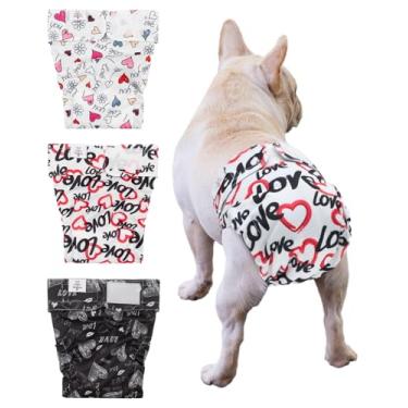 Imagem de CuteBone Fraldas Laváveis para Cães, Sem Furo Na Cauda, 3 Pacotes, Calças de Treinamento para Cachorros com Cauda Encaixada, Wwd03M