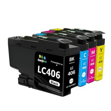Imagem de Cartuchos de tinta de substituição LC406 compatíveis com impressora Brother MFC-J4535DW MFC-J4335DW MFC-J5855DW MFC-J6555DW MFC-J6955DW para cartuchos de tinta LC406 LC406XL (pacote com 4)