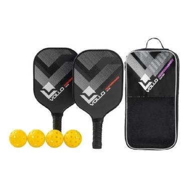 Imagem de Kit Pickleball 2 Raquetes Fibra de Vidro 4 Bolas Pro Performance Vollo