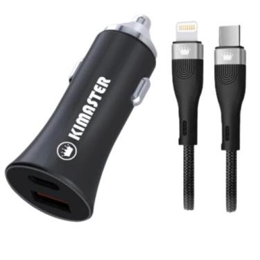 Imagem de Carregador Veicular USB C e USB com cabo para Lightning PD QC 40W CV20