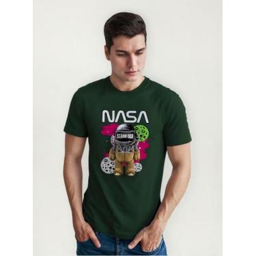 Imagem de Camiseta Masculina Manga Curta Em Algodão Nasa - mistermah, Verde, GG