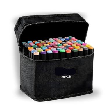 Imagem de Canetinha Touch 80 Cores, Ponta Dupla 1-6mm, Base de Álcool, com Bolsa