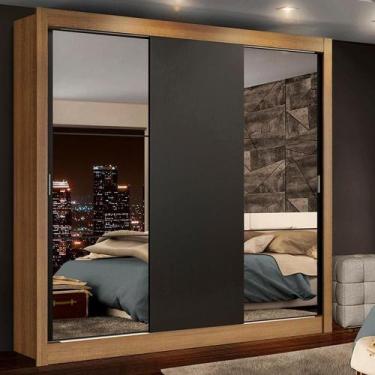 Imagem de Guarda-roupa Casal Lyon Plus 3 Portas Correr Espelhos - MADESA