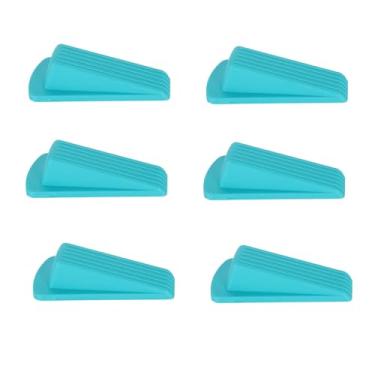 Imagem de TOPINCN 6 Pack Rolhas de Porta, Grosso Flexível Empilhável Porta Pára Heavy Duty Rolhas de Porta para Fundo da Porta, TPR Anti Deformação Porta Cunha para 1.2in Espaçamento Family Office (Azul)