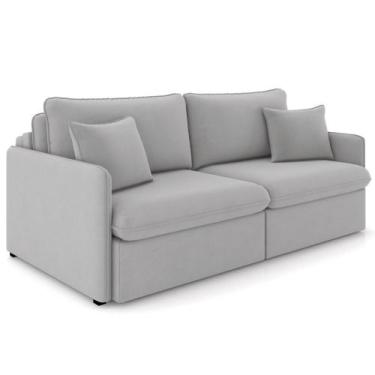 Imagem de Sofá Cama Retrátil Para Sala de Estar 234cm Una K01 Veludo Cinza Claro