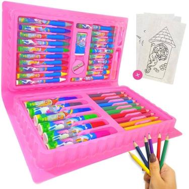 Imagem de Maleta Escolar Pintura Infantil 48 Peças Estojo Canetinha