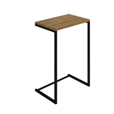 Imagem de Mesa Lateral Apoio de Sofá Charmme 70cm Pé Industrial Sala Moderna Decoração Resistente e Elegante(Preto/canela)
