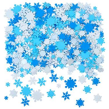 Imagem de Aneco 600 peças de adesivos de espuma de floco de neve autoadesivos em forma de floco de neve para projetos de artesanato DIY, cores e tamanhos variados