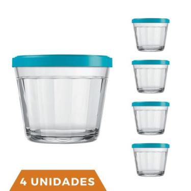 Imagem de 4 Pote Americano Vidro C/Tampa Cores Amlimento 150ml Nadir - NADIR FIG