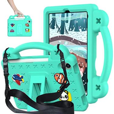 Imagem de YRH Capa para iPad Mini A17 Pro 2024/iPad Mini 6 Kids 2021, capa à prova de choque de EVA para iPad Mini 7ª/6ª geração de 8,3 polegadas, com alça de suporte, verde
