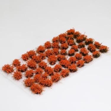 Imagem de 53 peças diorama de 13 mm de altura - flores - cachos de flores irregulares - tangerina laranja estática - grama para modelo-trem-cenário, terreno de jogos de guerra, dioramas e artesanato DIY