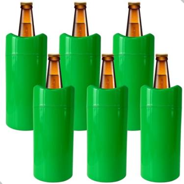 Imagem de Porta Garrafa Térmico Camisinha de Cerveja 600 ml – Mantém a Bebida Gelada e Evita Suor (Verde, Kit 6 Uni - 600ml)