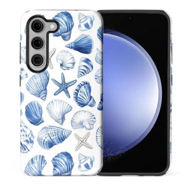 Imagem de CARLOCA Capa fosca de corpo inteiro compatível com Samsung Galaxy S24 Plus para meninas e meninos, capa rígida à prova de choque para Samsung Galaxy S24 Plus, estampa moderna, azul, oceano, concha
