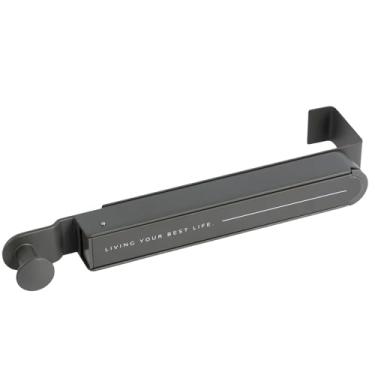 Imagem de Cabide retrátil sobre a porta gancho dobrável sobre a porta prateleira de secagem de roupas economia de espaço sobre a porta organizador para roupas, casacos, toalha (cinza)