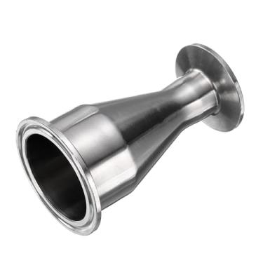 Imagem de PATIKIL Encaixe redutor de encaixe sanitário, tubo de aço inoxidável 304 de 5 cm OD x tubo de 2,5 cm OD 5.1 cm Tri Sanitary Clam 64 mm x 3.8 cm Flange de virola de 50,5 mm, prata