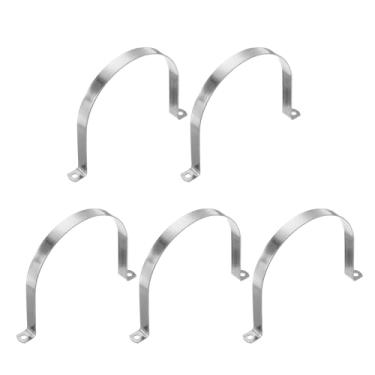 Imagem de PATIKIL Correia rígida de tubo de 6-2/7" (160 mm), 5 peças braçadeira de conduíte de aço inoxidável 304 2 furos engrossar suporte de tubo braçadeira de tubo para fixação de fio de cabo de tubulação