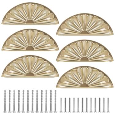 Imagem de kaimenhong 6 puxadores de gaveta de copo, puxadores de copo de armário escovados, puxadores de gaveta, puxadores de borda, puxadores de armário de meia lua, puxador decorativo para armário de copos