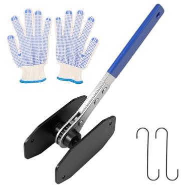 Imagem de Ferramenta de compressão de pinça de freio, ferramenta de chave de compressor de pistão de pinça profissional com 2 ganchos de pinça de freio, espalhador de pastilha de freio a disco com catracas