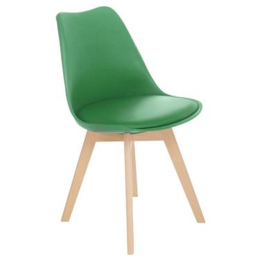 Imagem de Cadeira Leda Eames Jantar Cozinha Com Assento Estofado Verde Bandeira