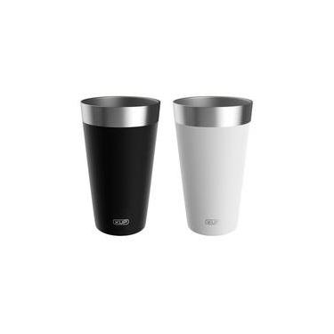 Imagem de Copo Térmico Kup - Kit 2 copos, Preto e Branco, Sem Tampa, 473ml - HTCAC009