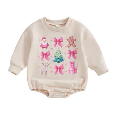 Imagem de Roupa de Natal MozikQin Sweatshirt Romper Menina/Menino 3-6 meses