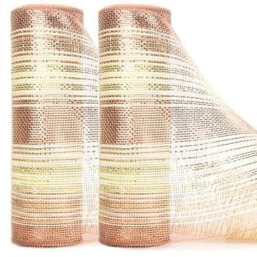 Imagem de Fita decorativa de 25 cm x 9 m em ouro rosa metálico 2 rolos - Ribbli