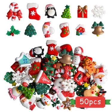 Imagem de Enfeite pendurado Kalolary Santa Snowman Tree Bells 50 unidades