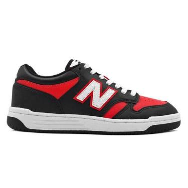 Imagem de Tênis New Balance 480 Low Masculino, 39, Preto, Vermelho