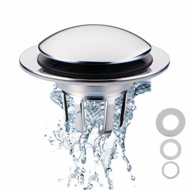 Imagem de Tampa de drenagem de pia de banheiro Welsan Chrome Pop-Up 3 anéis