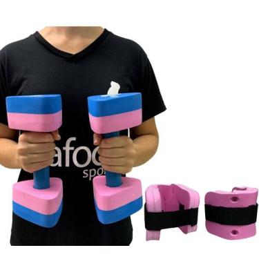 Imagem de Kit Par Halteres Hidroginástica 1-2kg + Par de Caneleira 1-2kg Dafoca 