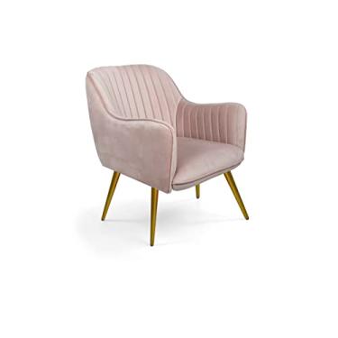 Imagem de Poltrona Miley veludo rosa pés palito bronze