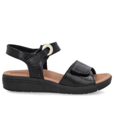 Imagem de Sandália Feminina Usaflex Anabela Couro Preta - AK0508001-Feminino