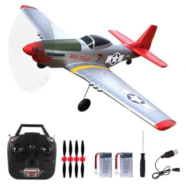 Imagem de P51D RC Plane 4CH 2.4GHz RTF Remote Control Airplane P-51 Mustang Fighter Glider Aircraft Ready to Fly Radio Controlled Drone Hobby Plane with 6-Gyro Xpilot Stabilization System for Beginners Trainer