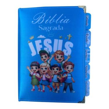 Imagem de Bíblia pequena Turminha de Jesus azul Ntlh com Abas adesivas - CENTRAL